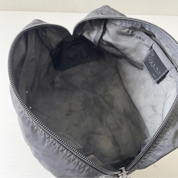 Prada black nylon triangle logo medium cosmetic zip pouch with card - Picture 9 of 15